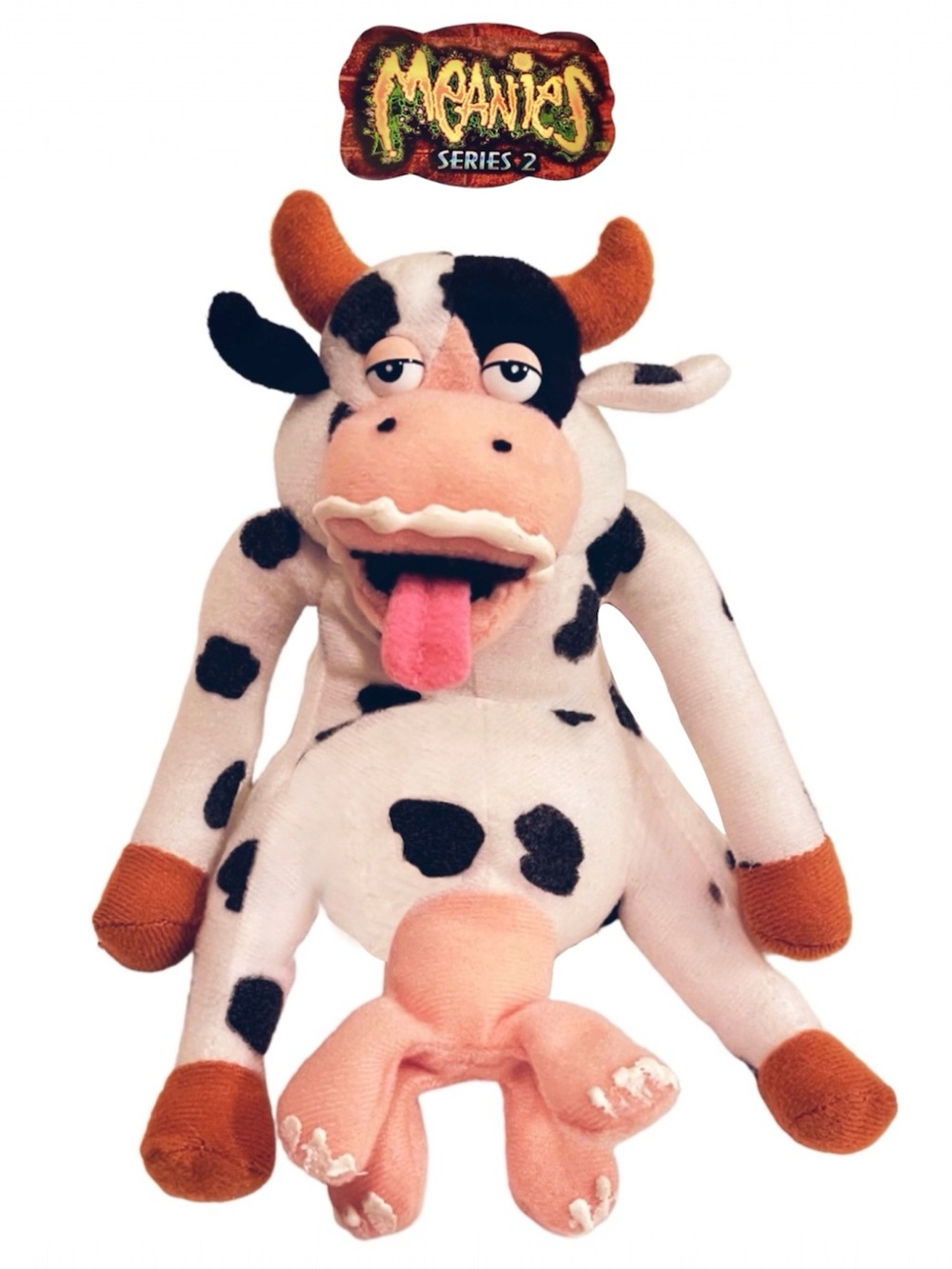 MEANIES Series 2 “Bessie Got Milked” Stuffed Animal Cow Beanbag Plush Toy NWT